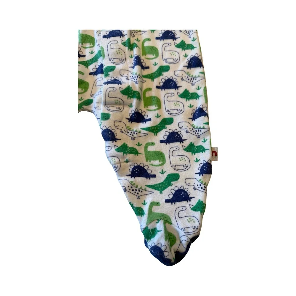 Magnetic Me E=mc2 Baby Boy Dinosaur Magnetic Footed Sleeper Cotton 3M White Blue
